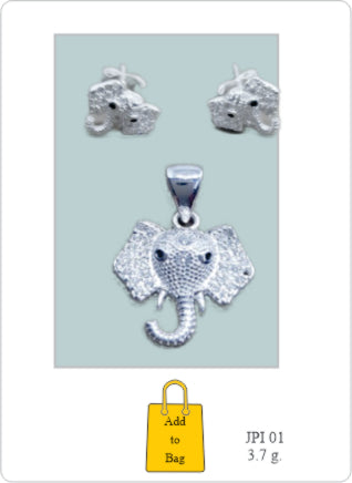 Elephant Head Earring and Pendant Set